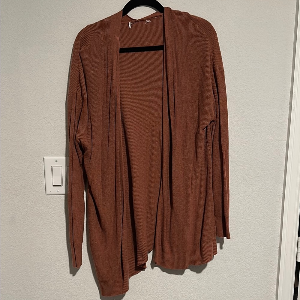 Women's Brown Open-Front Sweater
